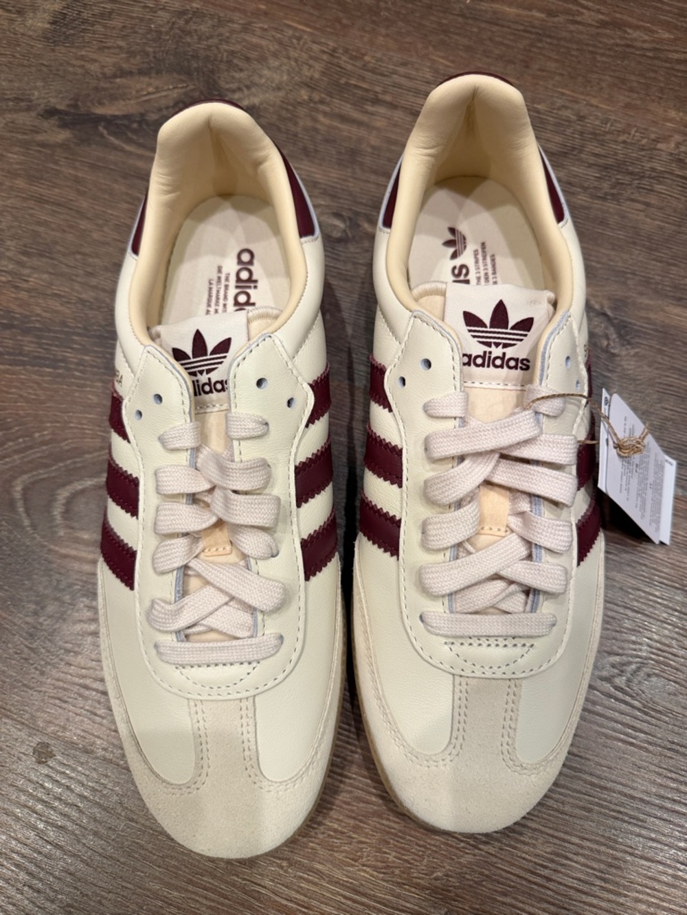 adidas Cream and Burgundy Low-Top Sneakers